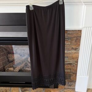 Black Lace-Hem Maxi Skirt - Women's
